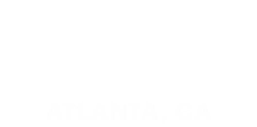 Text "ATLANTA, GA" appears in bold uppercase with a subtle drop shadow, centered along the image's lower edge on an otherwise blank white background.