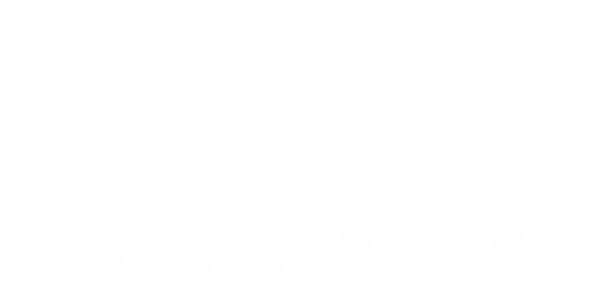 Text "CHEYENNE, WY" printed in bold black letters sits centered along the lower edge, partially cropped against a plain white background.