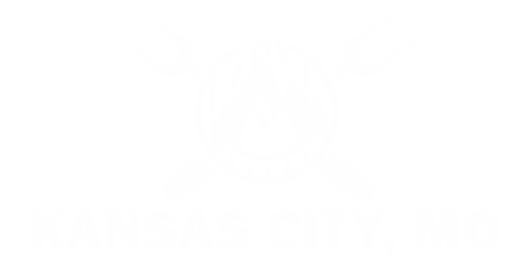 Text "KANSAS CITY, MO" sits along the lower edge, bold uppercase with a black drop shadow, over an otherwise empty white background.