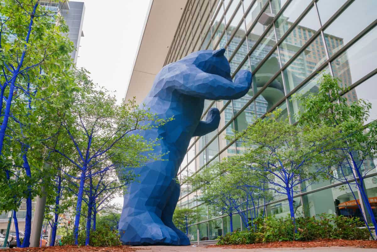 PD8KBN Denver, MAY 7: Special Big Blue Bear statue on MAY 7, 2017 at Denver, Colorado